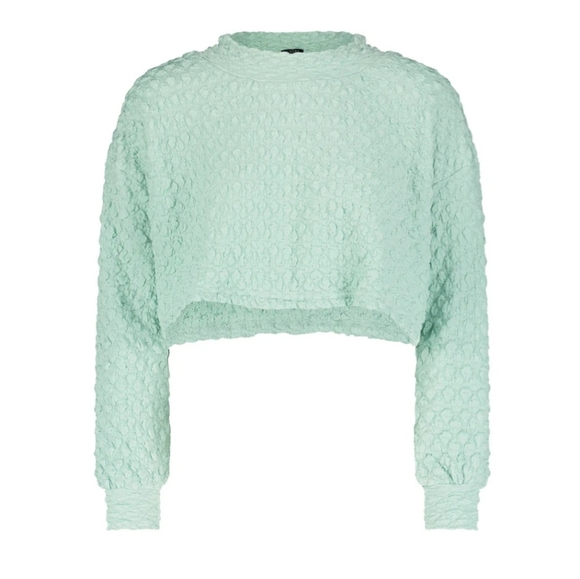 Aleeza Chic Jiffy Pop Loose Long Sleeve Crop Top- Turqoise Available!! - Picture 6 of 10